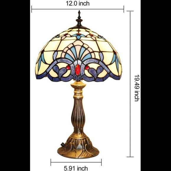 Table Lamp White Glass W12*H19 Inch Living Room Bedroom LED Buble - Picture 3 of 6